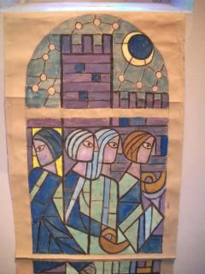 In den kirchlichen Lesungen geht es in diesen Tagen um die Endzeit (Bild: Fenstermotiv der Zwölf-Apostel-Kirche mit den klugen Jungfrauen)