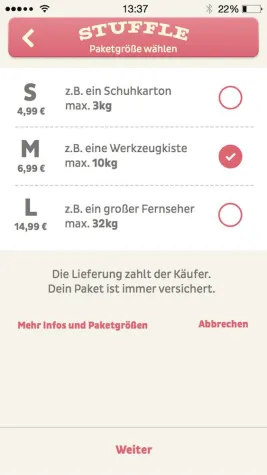 Flohmarkt App Stuffle jetzt mit Lieferfunktion Bild: Flohmarkt App Stuffle jetzt mit Lieferfunktion