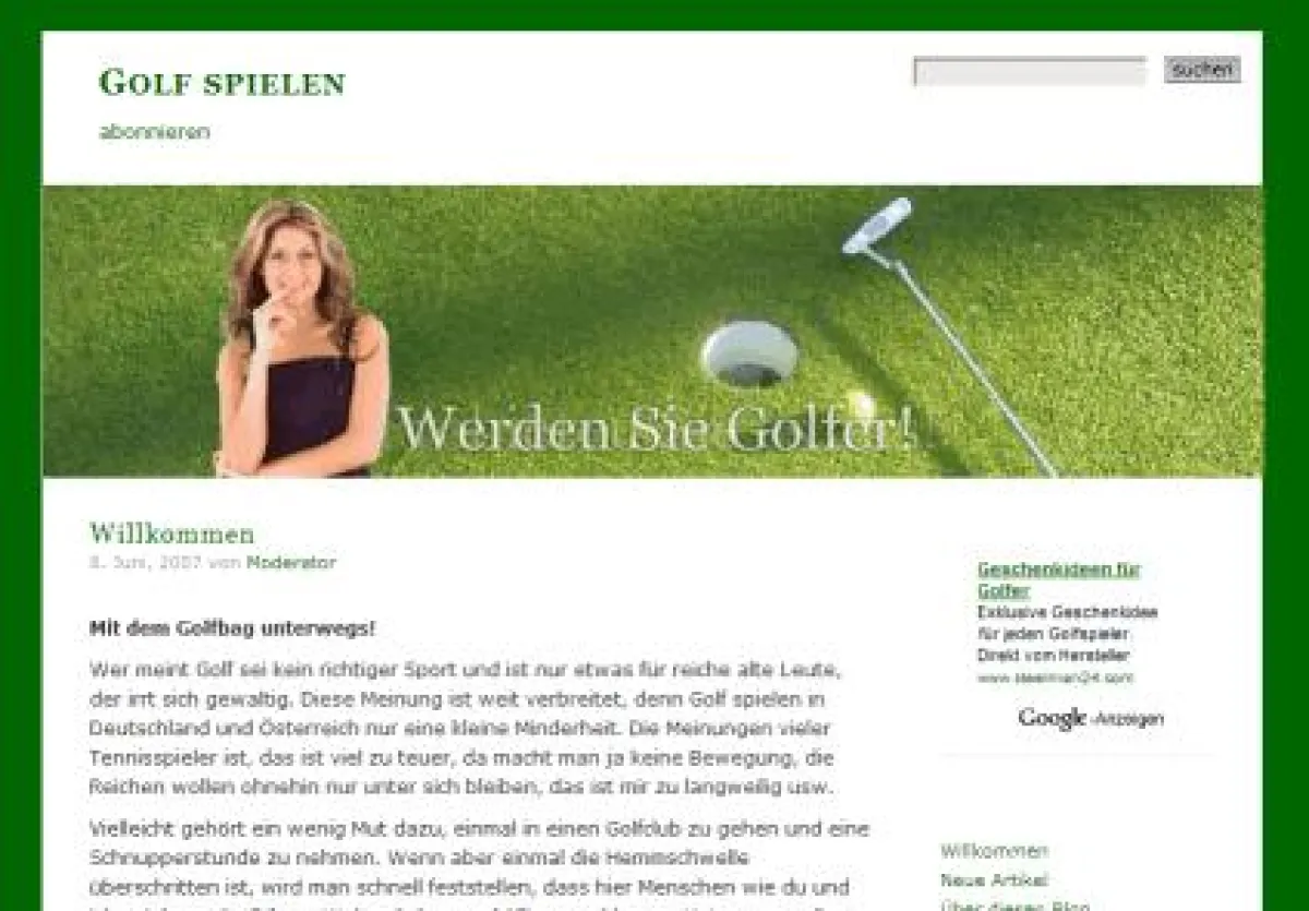 Golfkurs via Blog