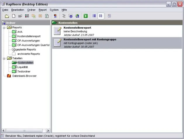Bild: Reporting-System KapHoorn 2.0 mit interaktiven Tabellen