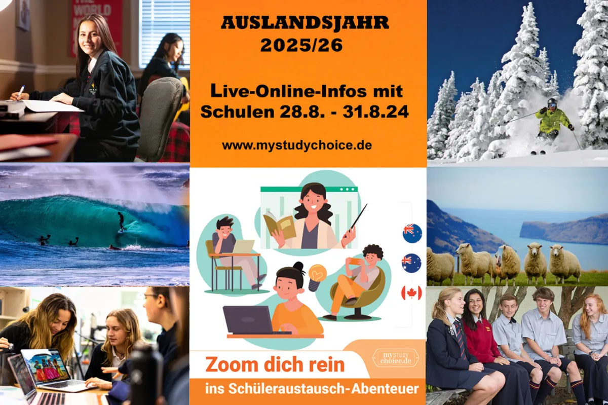 In 8 Live-Video-Schaltungen vom 28.-31.8. Infos über Schulen aus Kanada, Australien & Neuseeland  (© MyStudyChoice)