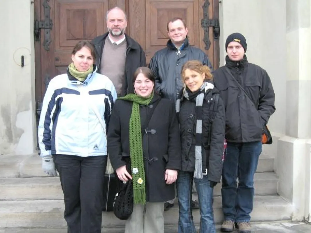 Die Benediktbeurer Gruppe in Kempten. Hinten l. Prof. Dr. Norbert Wolff SDB, hinten m. Stadtkaplan Ludwig Waldmüller.
