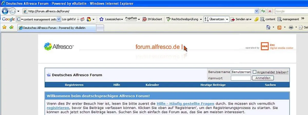 http://forum.alfresco.de - das deutschsprachige Anwenderforum von Alfresco