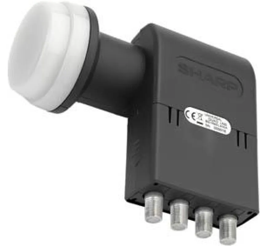 Die neue BS-Serie von Sharp, hier das Quad-LNB, punktet in aktuellen Produkttests vor allem wegen seiner perfekten Messergebnisse in Sachen Empfangsqualität und Verarbeitung.