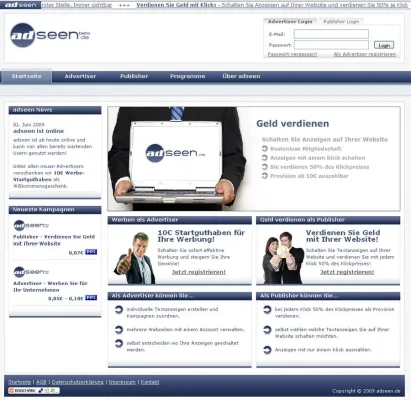 Neue Werbeplattform adseen.de ist online und verschenkt Startguthaben für Ihre Online-Werbung Bild: Neue Werbeplattform adseen.de ist online und verschenkt Startguthaben für Ihre Online-Werbung