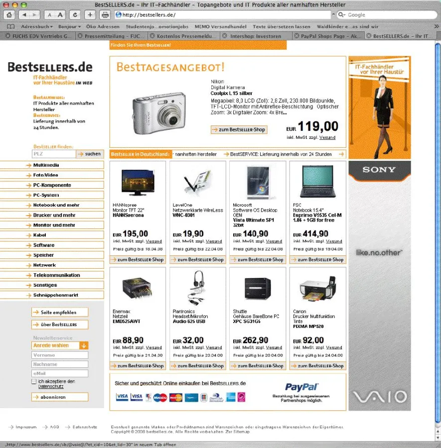 Der IT-Fachhändler bestSELLERS.de setzt das Internetbestellsystem eZentrum zusammen mit PayPal ein