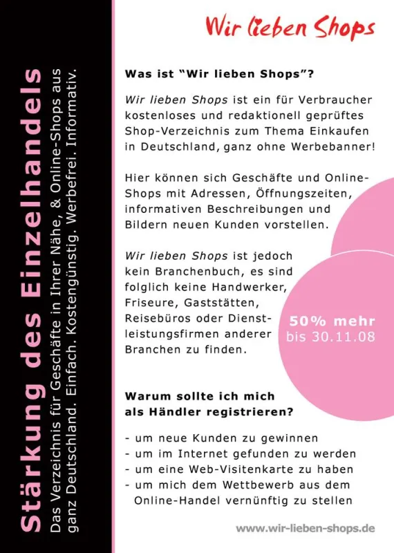 Shops in Deutschland im Verzeichnis „Wir lieben Shops“