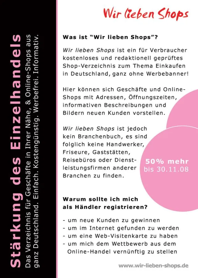 Shops in Deutschland im Verzeichnis „Wir lieben Shops“