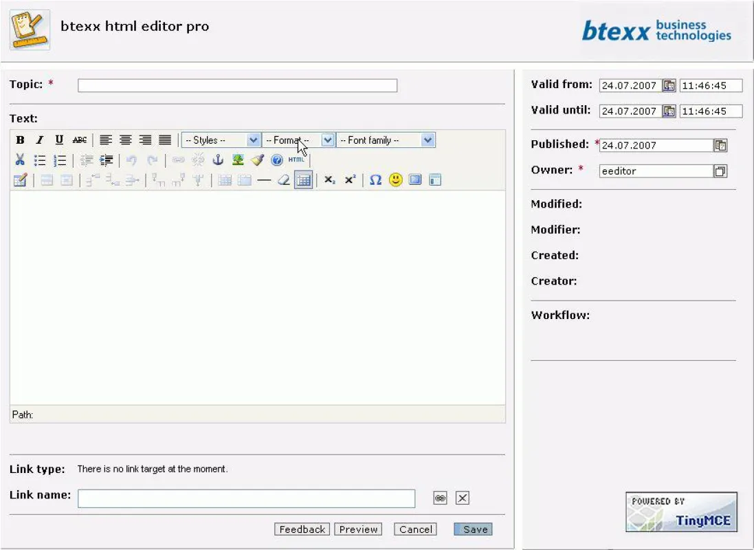 Funktionsumfang des btexx html editors pro 1.0