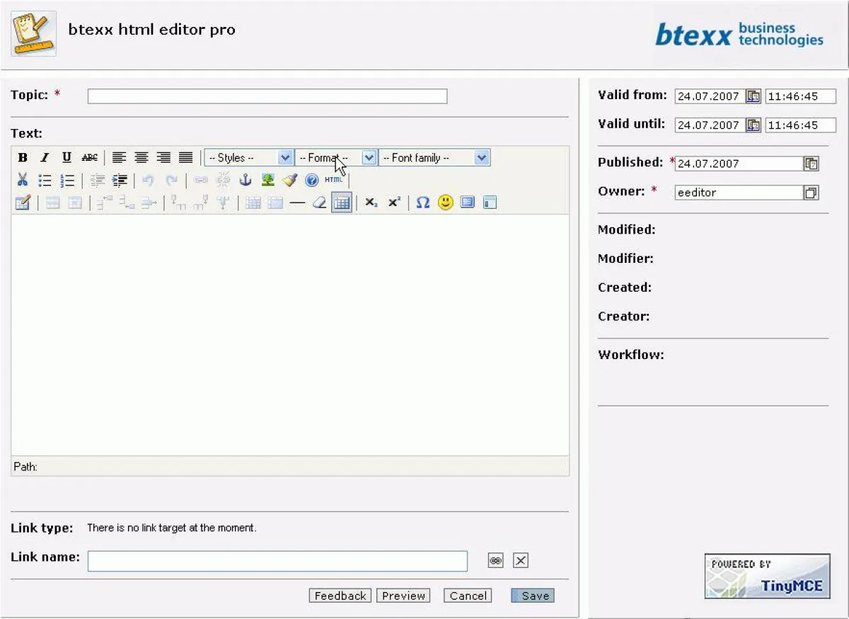 Funktionsumfang des btexx html editors pro 1.0