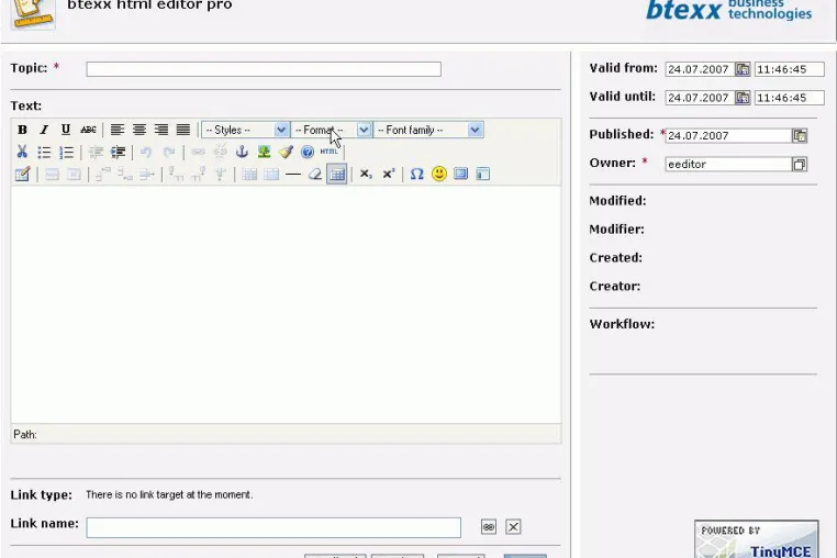Bild: btexx bringt kommerzielle Version des HTML-Editors TinyMCE für SAP NetWeaver auf den Markt