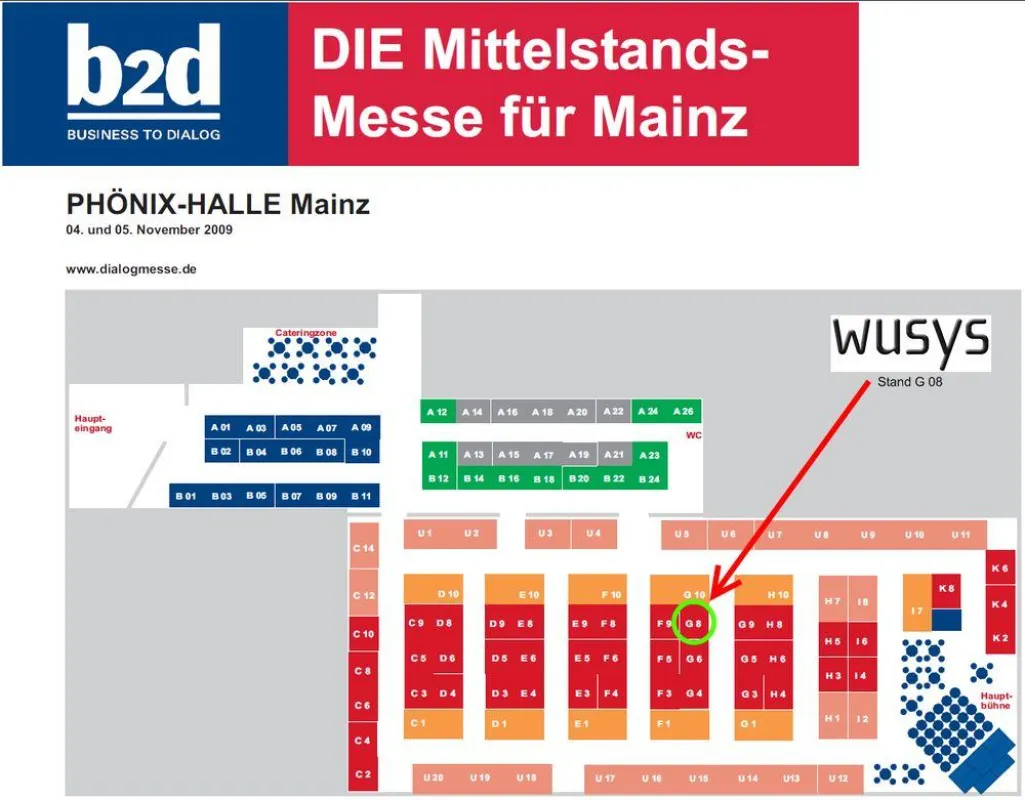 Der Hallenplan der b2d-Messe in Mainz 2009