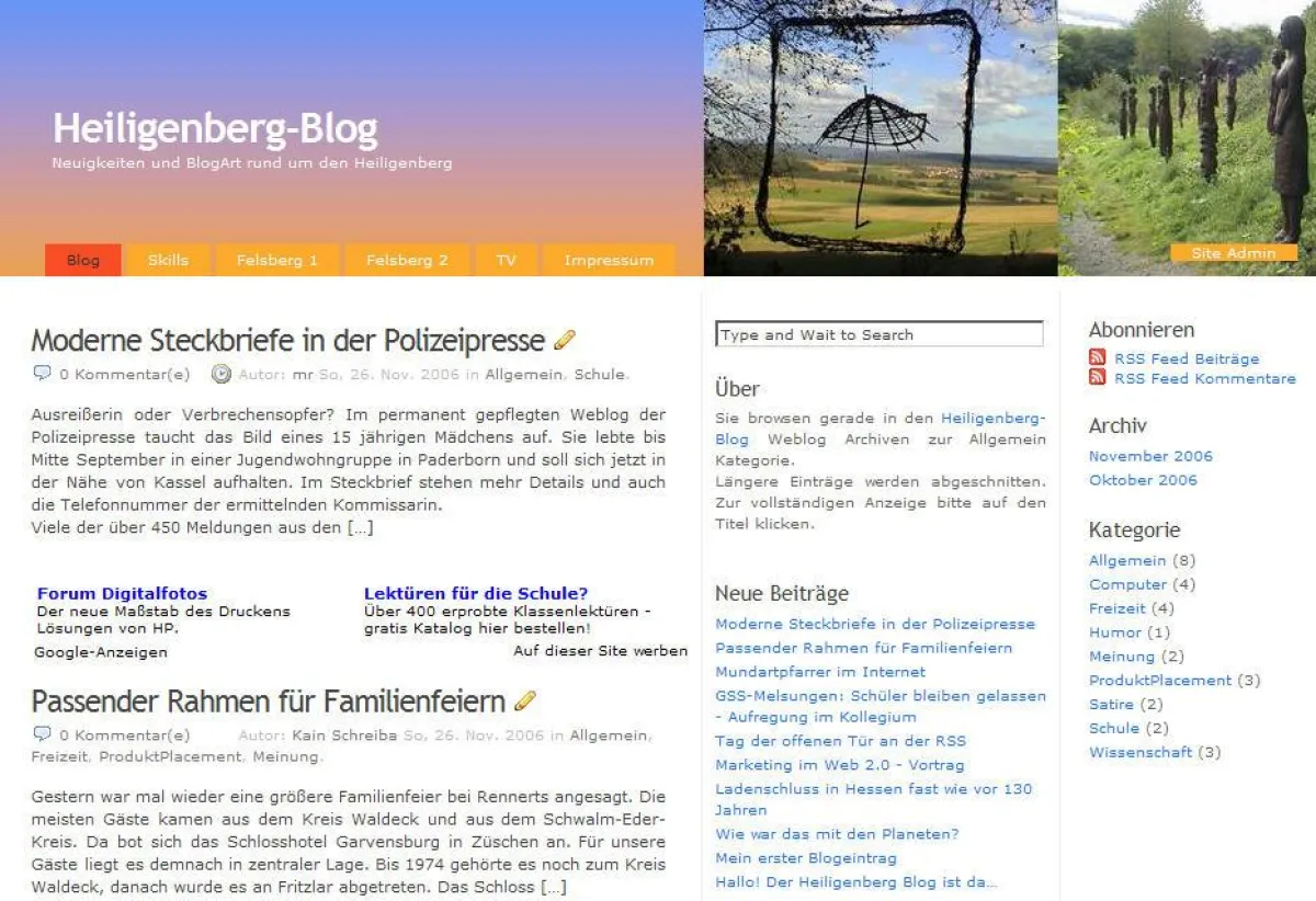 Heiligenberg-Blog im zukünftigen Design
