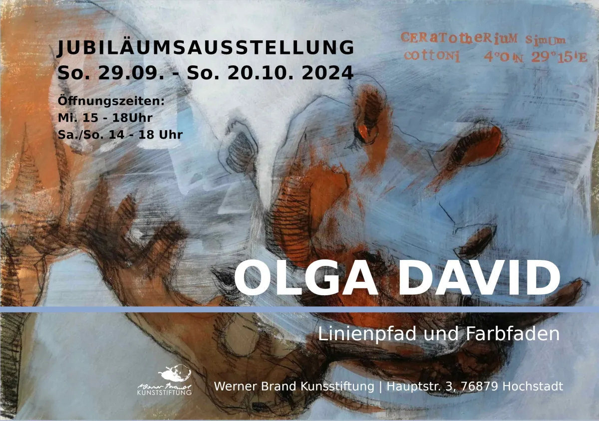 Plakat zur Jubiläumsausstellung Olga David (© Kunst Olga David)