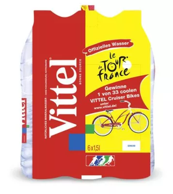 Cruiser-Bike-Promotion bei 1,5-Liter-PET-Sixpacks: VITTEL bringt Abverkauf im LEH voll in Schwung Bild: Cruiser-Bike-Promotion bei 1,5-Liter-PET-Sixpacks: VITTEL bringt Abverkauf im LEH voll in Schwung