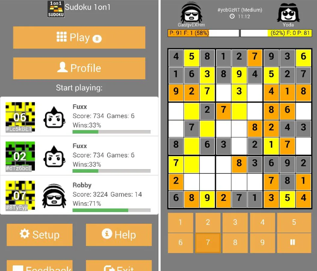 Screenshots Sudoku 1on1