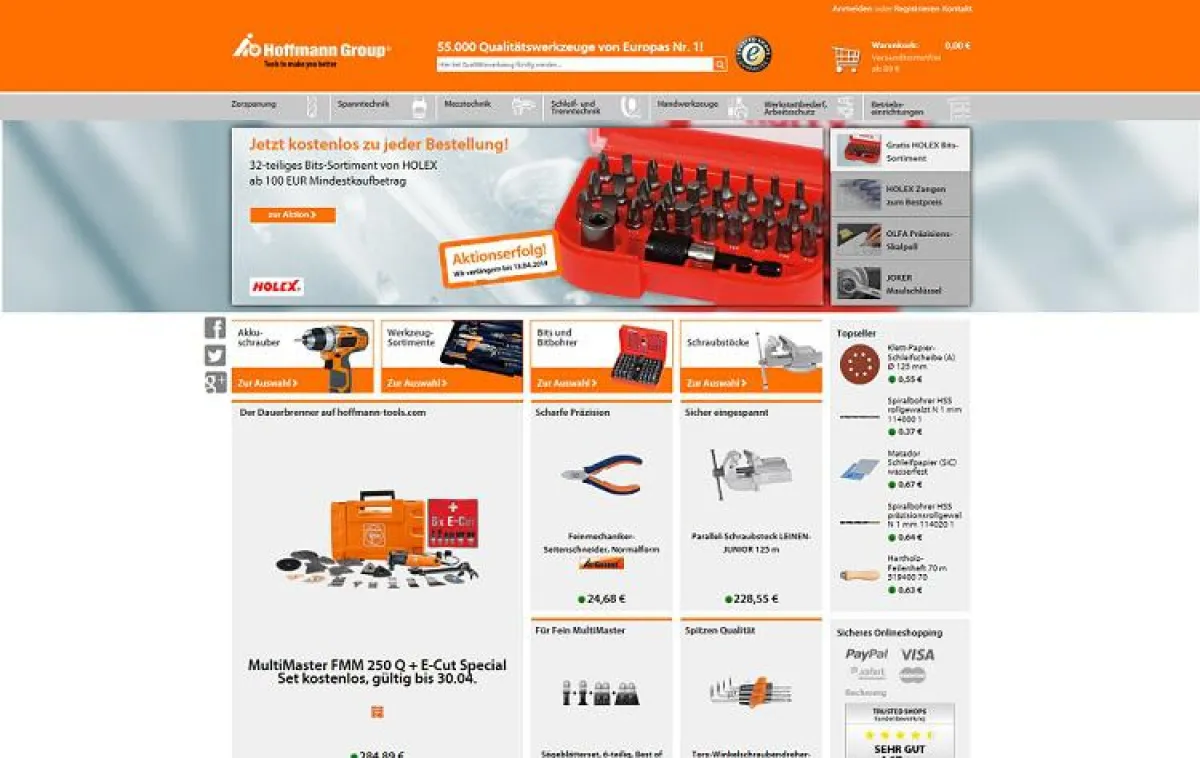 Erstrahlt im neuen Design: Der Privatkunden-Onlineshop der Hoffmann Group.