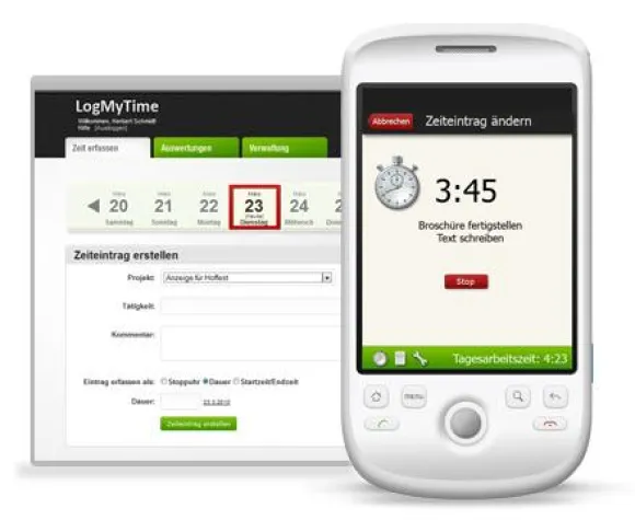 Bild: Zeiterfassung mit dem Windows Mobile Handy