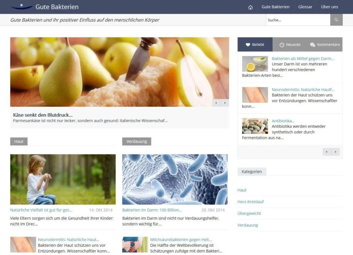 Die neue Website informiert über die Bedeutung gesunder Bakterien für den menschlichen Organismus.