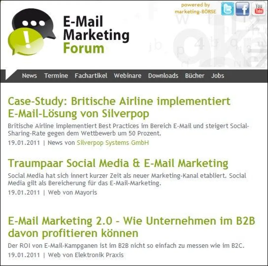 Das neue Online-Portal Email-Marketing-Forum.de bringt aktuelle Tipps und Downloads
