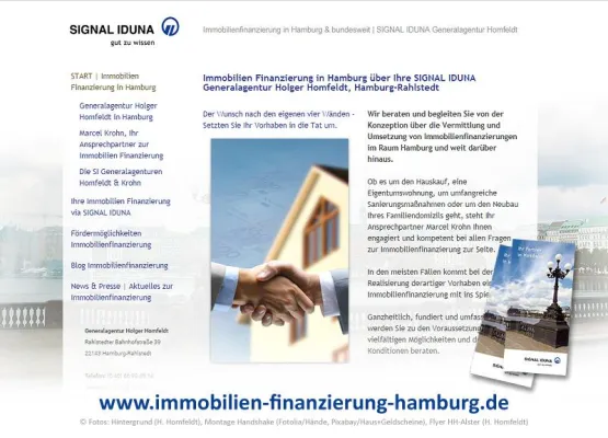Bild: Weblaunch der Microwebsite Immobilien Finanzierung in Hamburg und bundesweit der Generalagentur Homfeldt