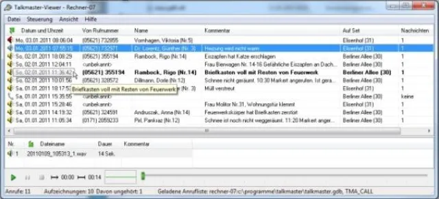 Anruf-Dokumentation mit dem Talkmaster-Anrufbeantworter Bild: Anruf-Dokumentation mit dem Talkmaster-Anrufbeantworter