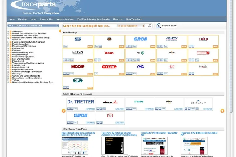 Bild: Neues TracePartsOnline.net legt die Messlatte für die Auslieferung von Produktinhalten höher