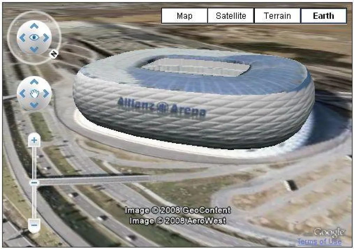 Die Allianzarena aus München in kmlwiki.de