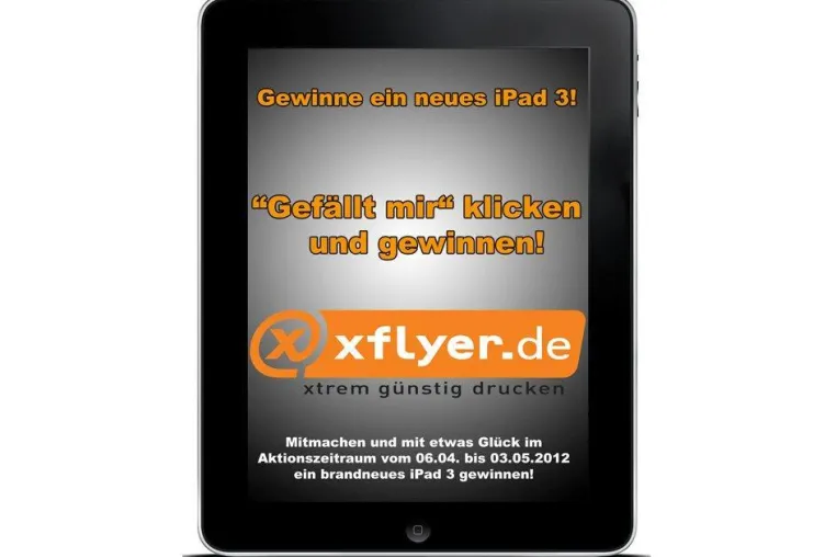 Bild: Druckerei xflyer.de verlost das neue ipad3