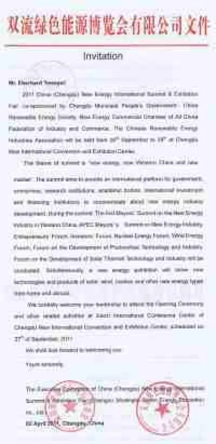 China New Energy Summit 2011, Chengdu