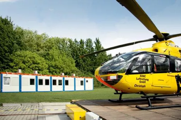 Bild: ADAC-Luftrettungsstation Christoph 8 in Lünen nutzt HKL Containeranlage als temporäre Einsatzzentrale