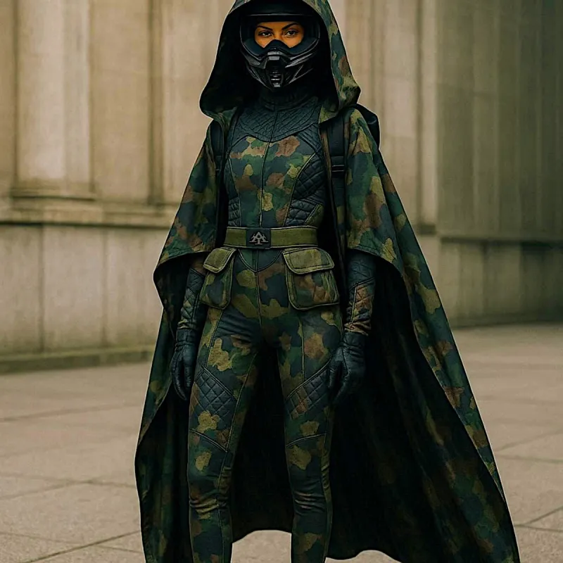 Ein Model trägt Stealth Mode die bei der Fashion Week vom Designer Torsten Amft vorgestellt wird (© (© Bild bei Nennung der Bildunterschrift für Veröffentlichung freigegeben))