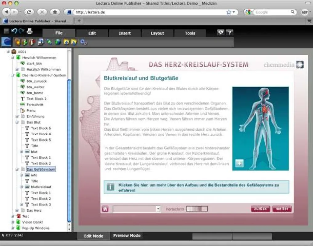 Screenshot Lectora Online