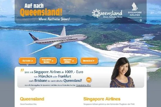 Singapore Airlines wirbt für und mit Queensland Bild: Singapore Airlines wirbt für und mit Queensland