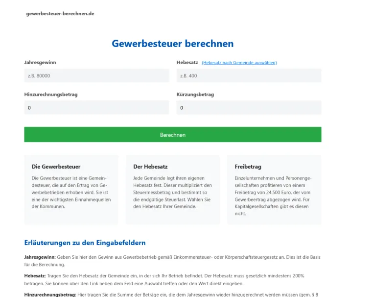 Bild: Gewerbesteuer-berechnen.de vereinfacht die Berechnung der Gewerbesteuer für Unternehmen in Deutschland