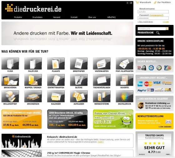Bild: Relaunch im Onlineshop von diedruckerei.de