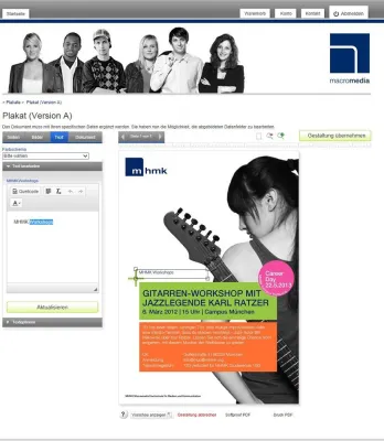 Bild: Das Web-to-Print System der MHMK, Macromedia Hochschule für Medien und Kommunikation