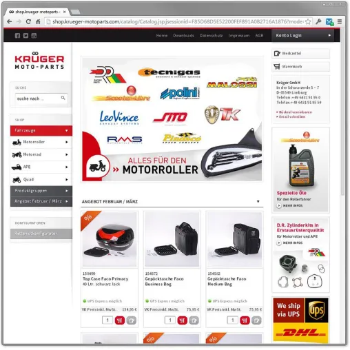 Fachgroßhändler KRÜGER Moto-Parts öffnet Shopsystem für Privatkunden Bild: Fachgroßhändler KRÜGER Moto-Parts öffnet Shopsystem für Privatkunden