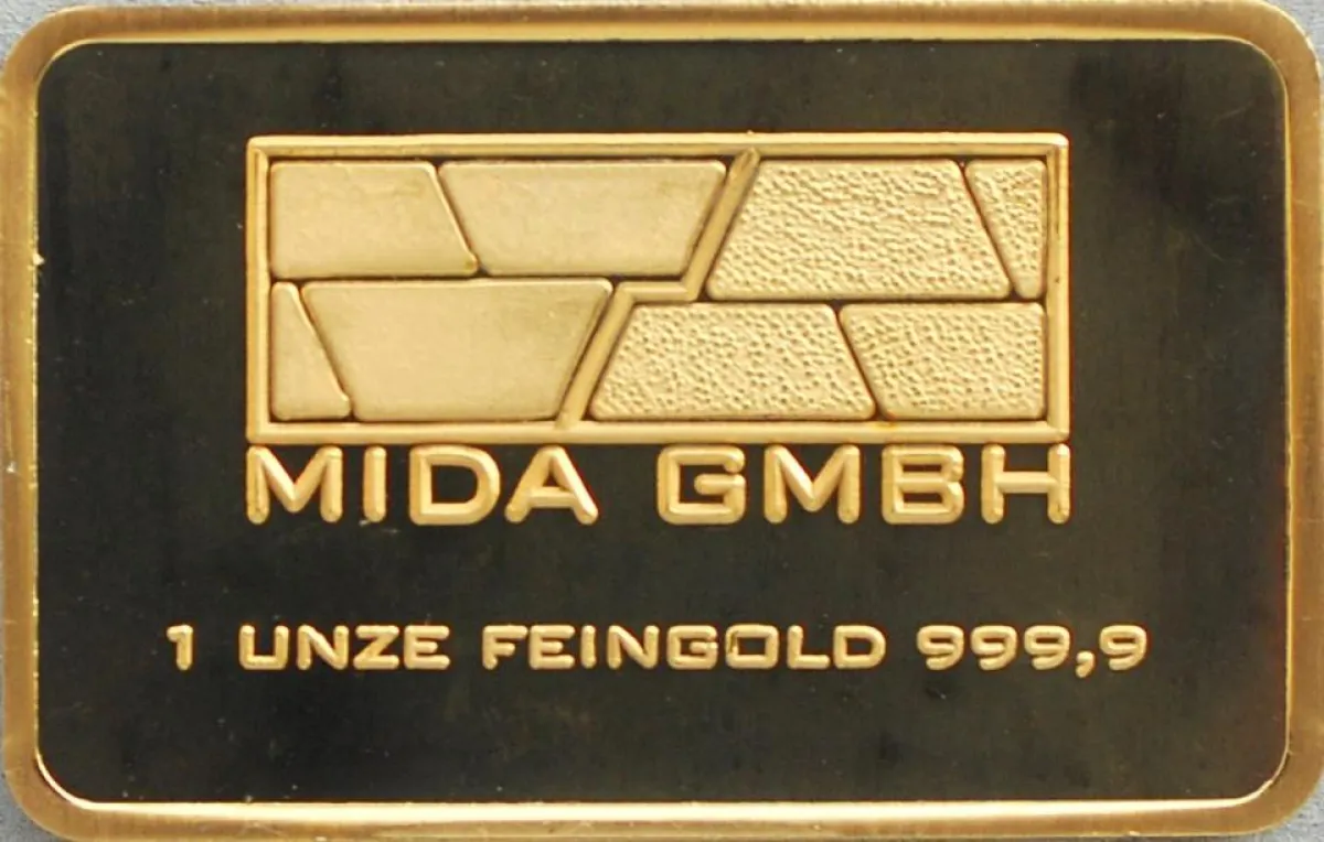 Goldbarren aus der eigenen Goldbarrenkollektion der Mida Trading GmbH