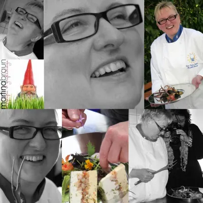 Bild: Kulinarische Köstlichkeiten von Euro-Toques-Sterneköchin Elisabeth Wiesinger auf glänzendem Zinn