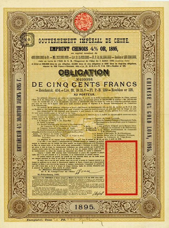 Chinesische Staatsanleihe aus dem Jahr 1895