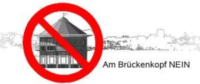 Bild: Bürger protestieren gegen Pavillon-Bau am Brückenkopf Kappeln-Ellenberg