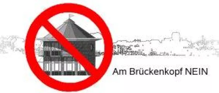 Bild: Bürger protestieren gegen Pavillon-Bau am Brückenkopf Kappeln-Ellenberg