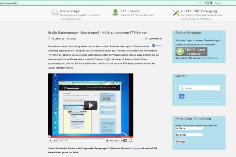 Bild: Video-Support bei Digitaldruck Pirrot