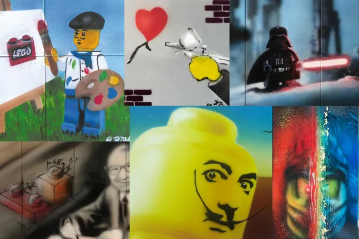 Bild: Handgemalte Kunstwerke im Museum aus LEGO®