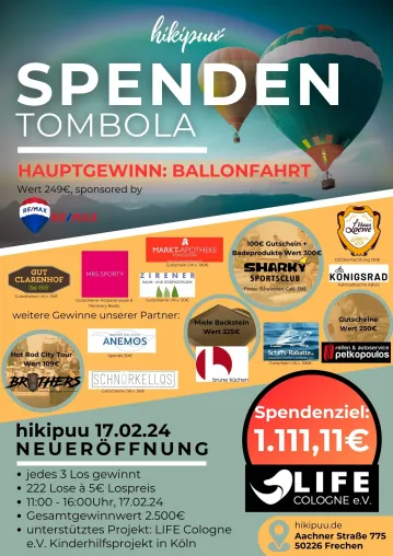 Karitative Spenden-Tombola zur hikipuu Flagship Eröffnung am 17.02.204 Bild: Karitative Spenden-Tombola zur hikipuu Flagship Eröffnung am 17.02.204