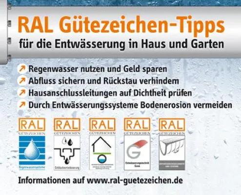 Bild: Wenn starker Regen zum Ärgernis wird - RAL Gütezeichen-Tipps für die Entwässerung in Haus und Garten