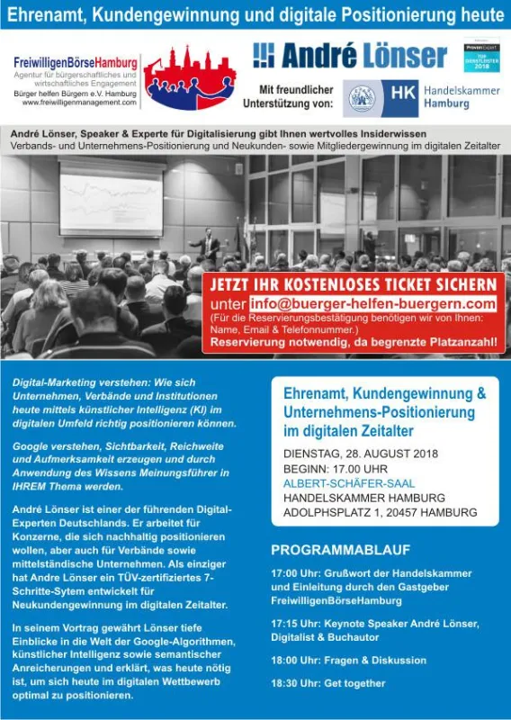 Ehrenamt, Kundengewinnung, digitale Positionierung - 28.08.2018 Handelskammer Hamburg