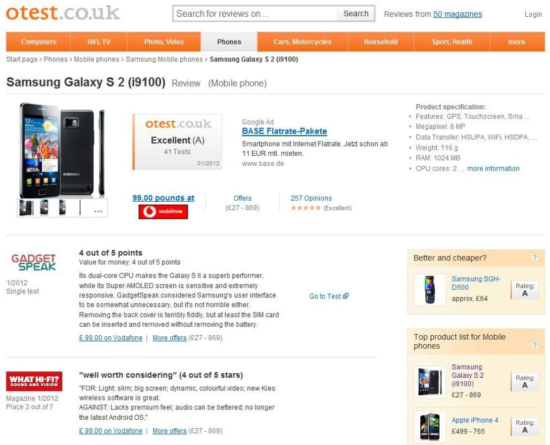 Neues Design für Otest.co.uk