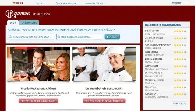Bild: Alternative zu yelp - Bewertungsportal yumee bietet symphatische Aussichten
